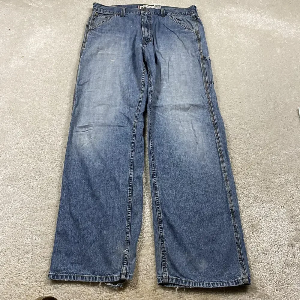 Y2K Levis Carpenter Jeans Mens 36x34 Blue Loose Straight Utility Denim Workwear
